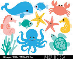 Popular Items For Sea Animals On Etsy Animal Clipart Cartoon Sea Animals Clip Art