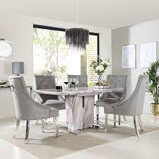 Check spelling or type a new query. Vienna Grey Marble Extending Dining Table With 6 Imperial Grey Velvet Dining Chairs Furniture And Choice