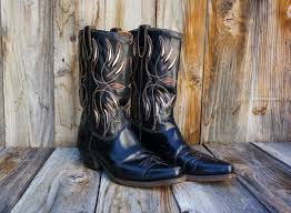 Black And White Cowboy Boots Womens Vintage Acme Cowgirl Boots 1960s Black Leather Boots With Red Cowgirl Boots Boots Cowboy Boots Women
