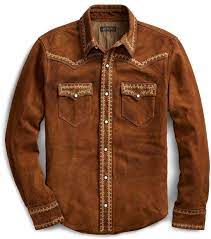 Ralph Lauren Limited Edition Suede Jacket Shirt Jacket Men Leather Shirt Suede Jacket Men