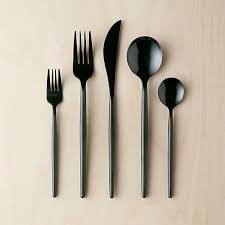 20 Piece Stiletto Brushed Gold Flatware Set Reviews Cb2 Black Flatware Modern Flatware Flatware Set