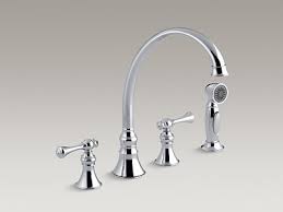 What is a 4 hole kitchen faucet. Revival 4 Hole Kitchen Sink Faucet With 9 3 16 Spout Matching Finish Sidespray And Scroll Lever Handles Ukdny