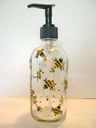 Black Bottle And Yellow Things Hand Painted Bumblebee Glass Soap Dispenser Bottle With Hand Pump Yellow Black Hand Lotion Housewarming Gi Glass Soap Dispenser Glass Painting Soap Dispenser