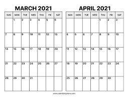 By april, spring has finally sprung, and if we're lucky, the weather will reflect that! March And April 2021 Calendar Calendar Options