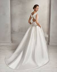 Classic Style Mikado Wedding Dress With Bateau Neckline And Open Back With Bow Bow Wedding Dress Wedding Dresses Mikado Wedding Dress