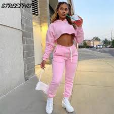 Shop now and get free and fast delivery anywhere in south africa. Buy Fitness Sport Set Women Crop Top Hoodie Sweatshirt 2 Piece Set Sweat Suits Outfits Tracksuit Jogging Femme Chandals Mujer Cicig