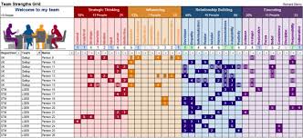 team grid matrix chart strengthsfinder strength theme domain