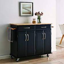 Cute portable kitchen cabinets for small apartments in 2020 ikea. Belleze Portable Kitchen Island Cart W Wood Top 2 Towel Racks Drawers Cabinets W Adjustable Shelves Amazon In Home Kitchen