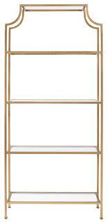Finished in an antique gold, the aimee fits perfectly with any decor. In Stock Aimee Glass Etagere Contemporary Bookcases By Crosley Houzz