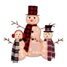 Stop by your local at home store to shop all the holiday accessories and decorations you need. Northlight 35 In Christmas Outdoor Decorations Lighted Tinsel Snowman Family 3 Pack 32606583 The Home Depot Snowman Christmas Decorations Outdoor Christmas Decorations Outdoor Snowman