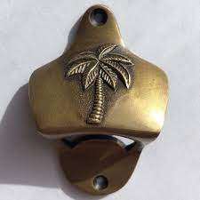 Warteck bier long brass bottle opener. Pineapple Traders Brass Palm Wall Mounted Bottle Opener Island Collective