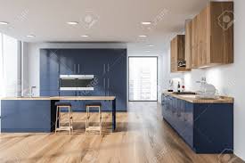 East riverside has a walk score of 92. Interior Of Stylish Kitchen With Wooden Floor Blue Countertops Stock Photo Picture And Royalty Free Image Image 118164659