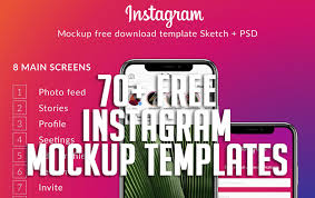 The template features a mobile instagram screen on colorful gradient background with no text. 70 Free Instagram Mockup Templates Post Story Feed Ad Page Live Grid