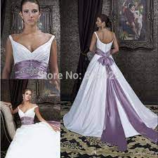 Online Shop Daw1326 Free Shipping Fashion Satin Off Shoulder V Neck Crystal Beaded Bow Sas Colored Wedding Dresses Purple Wedding Dress Wedding Dresses Taffeta
