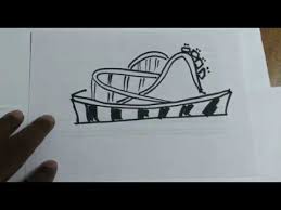Roller coaster drawing for kids. How To Draw A Roller Coaster Drawing Sketch Art Lessons Quick Draw Lessons For Kids