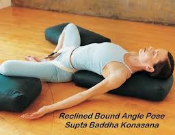 Supta In Sanskrit Means Reclining Baddha Means Bound And Kona Is Angle Asana Means Pose Therefore Supt Fertility Yoga Poses Fertility Yoga Restorative Yoga