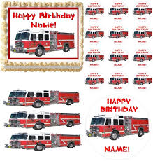 Fire truck birthday cake with buttercream flames by sweeten up bake shop. Fire Truck Rescue Vehicles Party Edible Cake Topper Frosting Sheet All Sizes
