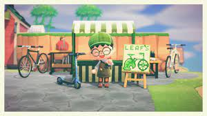 New horizons, all those colorful balloons floating over. Leaf S Bike Shop Animalcrossing
