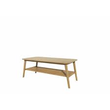 Storage coffee table, oak effect. Nordic Scandic Oak Coffee Table With Lower Slatted Shelf Open Storage Area