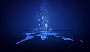 Money Transfer Background Blue Candlesticks Money Transfer Stock Market Graph