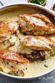 393k views · july 12. Cheesy Garlic Butter Mushroom Stuffed Chicken Cafe Delites