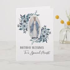 Greeting Card For Mother Mary Birthday Priest Birthday Blessed Virgin Mother Mary Card Zazzle Com Birthday Blessings Catholic Birthday Card Happy Birthday Mother