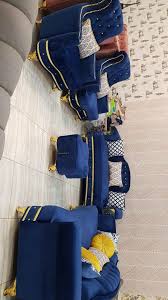 كنب جدة طقم ملكي صالون كحلي مع ديكور ذهبي اسفنج ممتاز فيسبوك