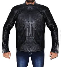 Mens Leather Biker Jacket Amazon Best Seller Black Punisher Frank Skull Emblem Mens Leather Jacket Biker Leather Jacket Leather Jacket Men