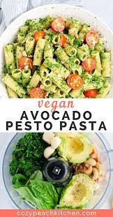 Vegan Avocado Pesto Pasta Recipe Health Dinner Recipes Vegan Recipes Vegetarian Vegan Recipes