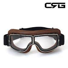 Vintage Aviator Pilot Style Motorcycle Cruiser Scooter Goggle T13 T13bcn Transparent Lens Brown Padding Goggles Vintage Motorcycle Motorcycle Goggles