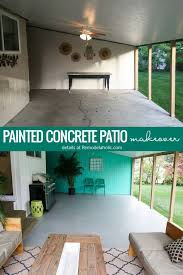 Covered Patio Makeover With Painted Concrete Slab Your Old Cracked Concrete Slab Can Look Like New Aga Concrete Patio Makeover Concrete Patio Patio Makeover