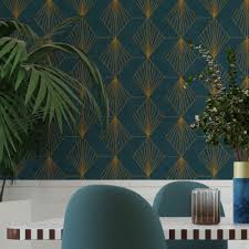 Papier Peint Intisse Gatsby Coloris Bleu Paon En 2020 Papier Peint Papier Peint Intisse Et Intisse