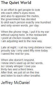 The Rhythm In The Writing The Quiet World Jeffrey Mcdaniel