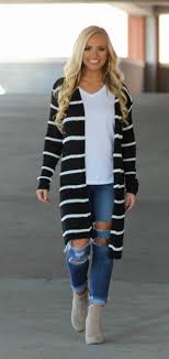 Black And White Striped Cardigan Wanderlust Cardigan Black White Outfits With Leggings Striped Sweater Outfit Stripe Cardigan Outfit