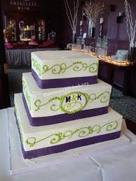Lime Green And Purple Monogram Wedding Cake Lavender Wedding Cake Green Wedding Cake Monogram Wedding Cake