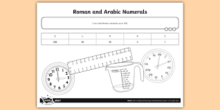 y4 arabic and roman numerals chart up to 100 recognizing