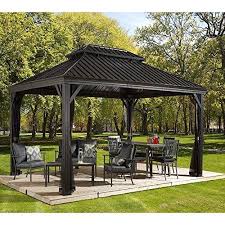 Amazon De Aluminium Pavillon Uberdachung Gazebo Dakota 10x10 300x300 Cm Bxh Sommer Pavillon Und Garte Terrassen Gartenlaube Pergola Plane Aussenterasse