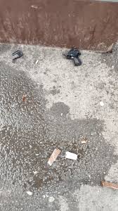 I found this at local bus stop. I imagine someone held a woman at gunpoint,  she stuck the tampon in the guns barrel and it exploded when fired. I  should probably move... :