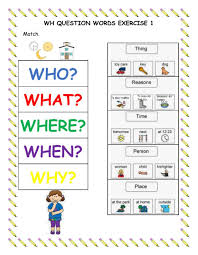 Wh questions (question words) are the words such as who, what, where, when etc. 54 English Worksheets For Kids Question Words Picture Ideas Samsfriedchickenanddonuts