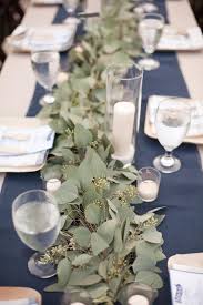 Inspiration Eucalyptus Centerpieces On Blue And White Table Setting Katrina Louise Photography Table Runners Wedding Wedding Table Wedding Table Settings