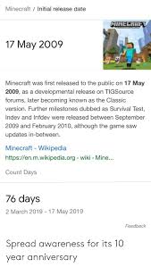 Spawn eggs spawns mobs when used. Minecraft Initial Release Date Ineerne 17 May 2009 Minecraft Was First Released To The Public On 17 May 2009 As A Developmental Release On Tigsource Forums Later Becoming Known As The Classic
