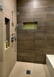 Wood Plank Tile Bathroom Transitional With Bench Ceramic Flooring Elegant Wood Tile Shower Tile Shower Niche Bathroom Tile Designs