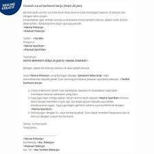 Ada banyak contoh dari surat keterangan kerja, namun biasanya dipergunakan untuk mempermudah kita dalam mendapatkan sebuah kredit. Contoh Surat Berhenti Kerja Dari Majikan Kepada Pekerja Audit Kinerja
