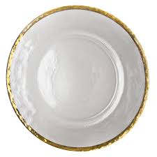 13 inch charger plate glass made daniz gold flower charger plates 10 Strawberry Street Alg 340 13 Alpine Charger Plate Glass Gold Clear