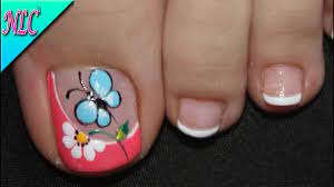 Saca (y muestra) las uñas, en este caso de las uñas tus pies. Diseno De Unas Para Pies Mariposa Y Flor Muy Facil De Hacer Butterfly Nail Art Nlc Disenos De Unas Mariposas Arte De Unas De Pies Unas Sencillas Y Bonitas