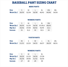 Proper Genuine School Uniform Size Chart Easton Pants Size