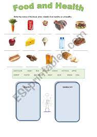 healthy and unhealthy food esl worksheet by senojulia