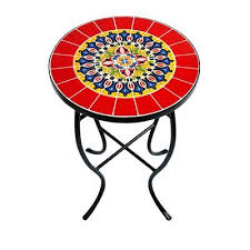 Red Multicolor Mosaic Accent Table Mosaic Accent Table Mosaic Accent Table
