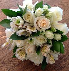Creamed Toned Bridesmaid Bouquet With Roses Spray Roses Alstromeria And Emera Flower Bouquet Wedding Flower Centerpieces Wedding Alstroemeria Bouquet Wedding