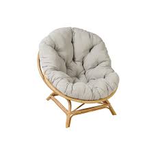 Unique basket design papasan chair ideal for use in your living room, sunroom, patio or deck Shell Xxl Vintage Style Natural Rattan Chair With Cushion